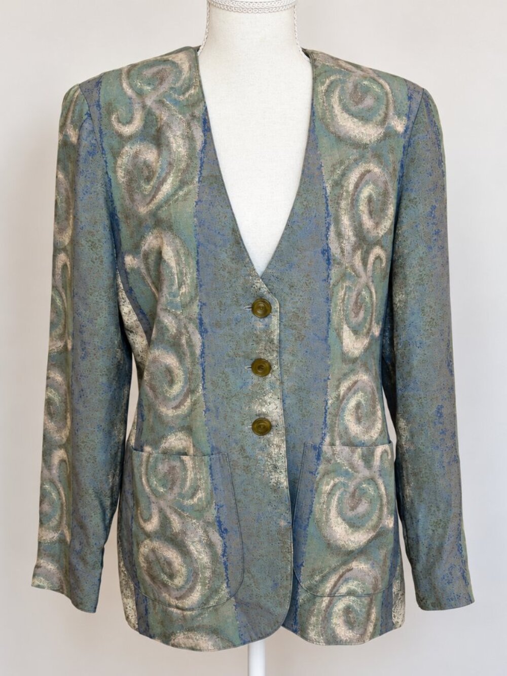 Vintage Dorothy Schoelen Abstract Rayon Blazer Small 90s